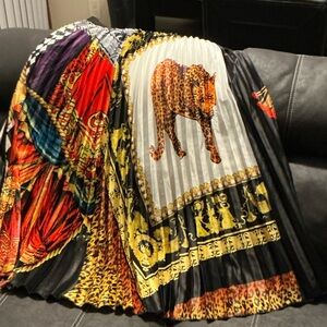 Bold Animal Print Pleated Maxi Skirt - Multi